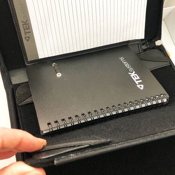 Folder - Black Pleather Zip Folder with 2 Notebooks & Stylus Pen - Picture 6 of 9